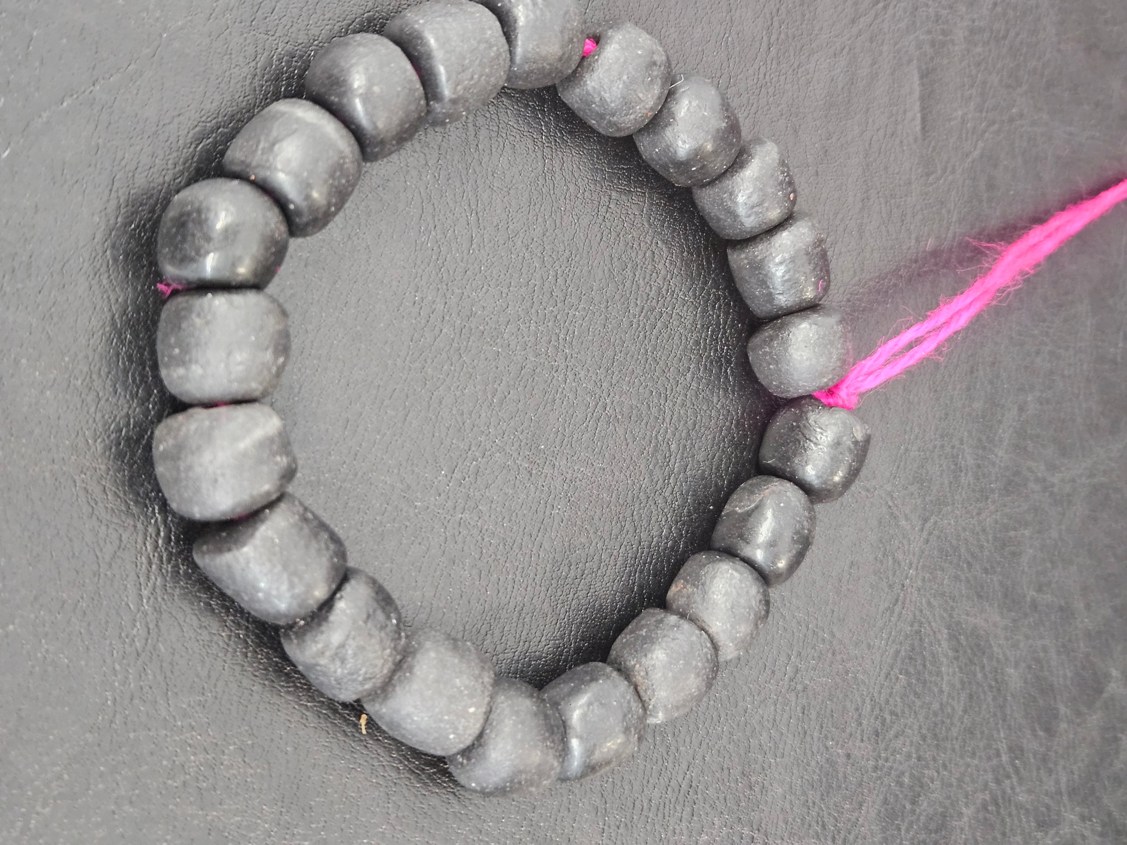 Matte Black Krobo Recycled Glass Beads | Handmade Glass Beads from Ghana