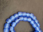Authentic Cobalt Blue Krobo Recycled Glass Beads | Handmade Translucent Ghana Beads 12–14mm