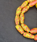 XL Rust Orange & Yellow Fused Krobo Recycled Glass Beads | Handmade Ghana Statement Beads