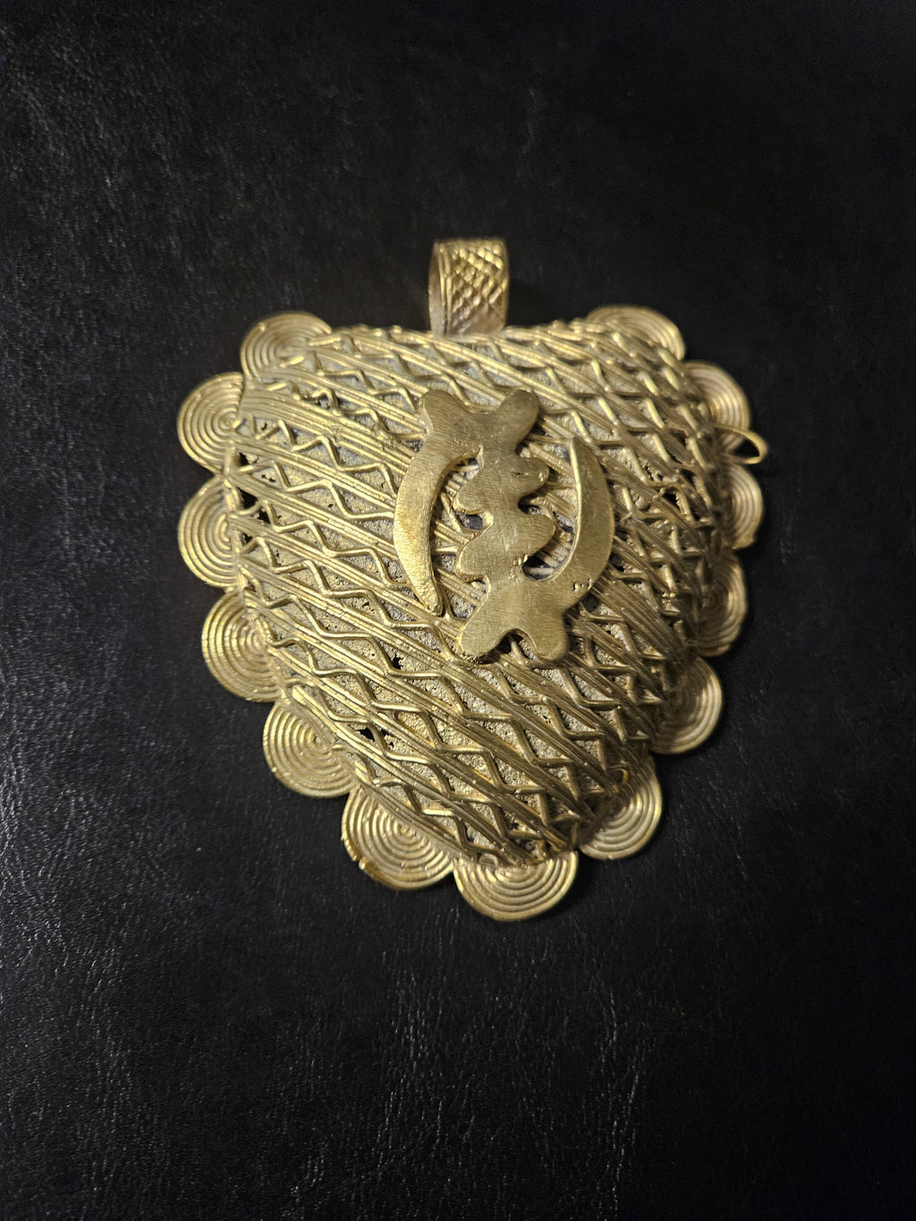 Oversized Gye Nyame Adinkra Brass Pendant – Handcrafted in Ghana