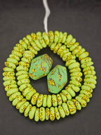 Green African Glass Beads Bundle – Krobo Rondelles + Bicone Focals