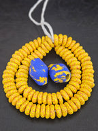 Yellow African Beads Bundle – Krobo Glass Rondelles + Bicone Focals