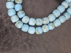 Authentic Krobo Powdered Glass Beads Ghana | Matte Sky Blue Recycled Glass Beads | 13–14mm