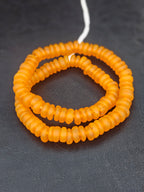 Golden Amber Krobo Glass Rondelle Beads | Handmade Translucent African Recycled Glass Beads