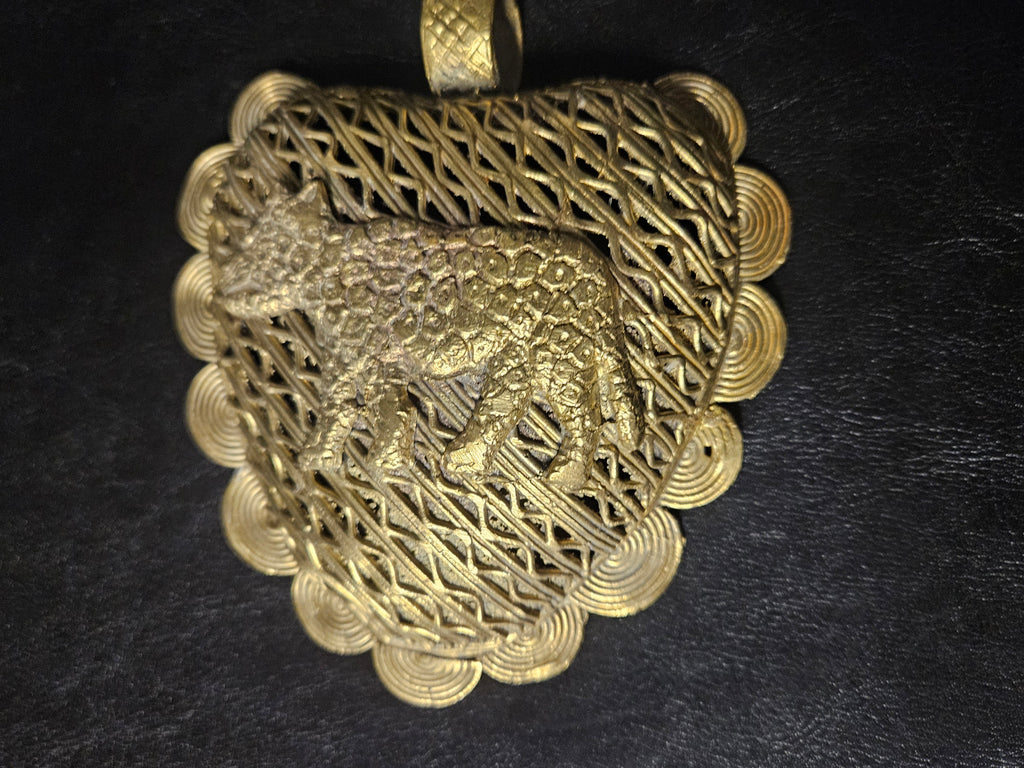 Large Ghana Brass Tiger Statement Pendant – Adinkrahene Design