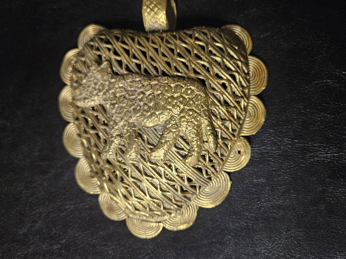 Large Ghana Brass Tiger Statement Pendant – Adinkrahene Design