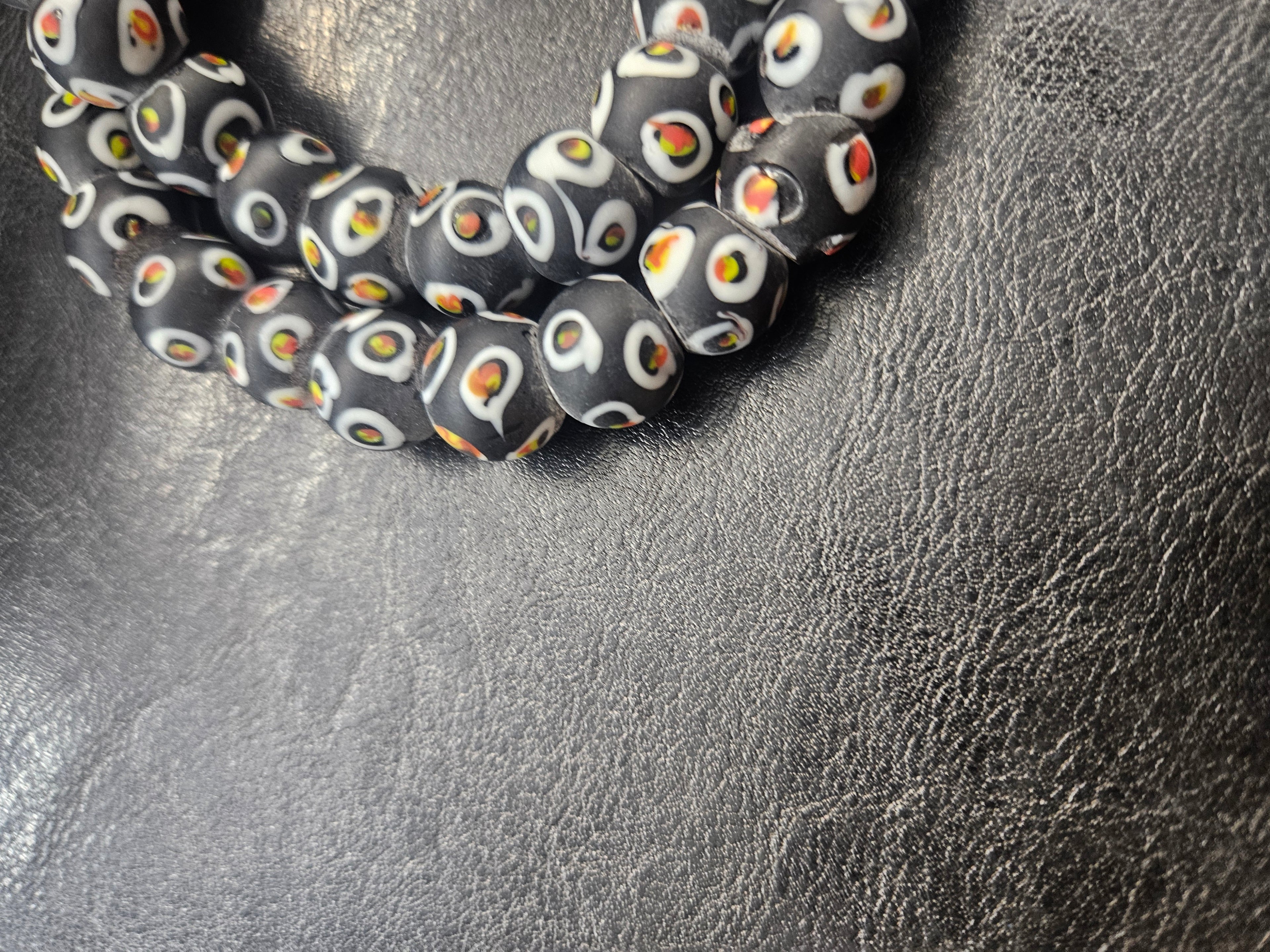 Designer Eye Trade Beads – Black, White & Multicolor 37–38 Beads