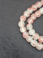 Authentic African Beads from Ghana | Chunky Coral Speckled Translucent Recycled Glass Beads | Handmade Krobo Beads 12–14mm