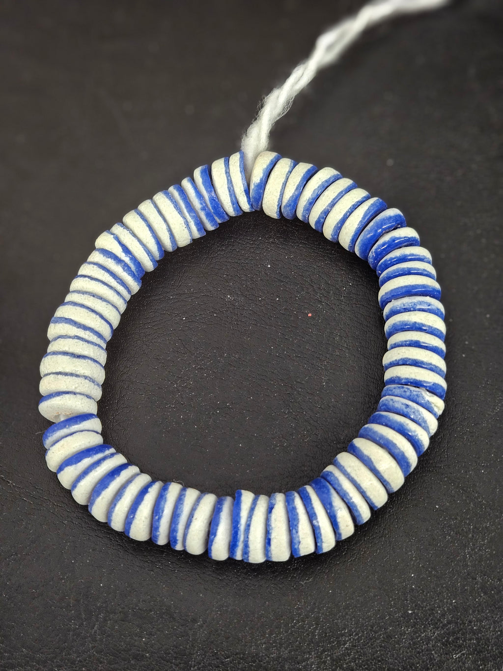 Handmade Cobalt Blue & Ivory Krobo Glass Spacer Beads | African Recycled Glass Beads | Ghana Jewelry Making Supplies