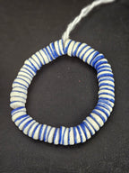Handmade Cobalt Blue & Ivory Krobo Glass Spacer Beads | African Recycled Glass Beads | Ghana Jewelry Making Supplies