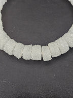 White Krobo Sugar Glass Short Tube Beads | Handcrafted Recycled Glass Beads from Ghana | Approx. 32 Beads Per Strand