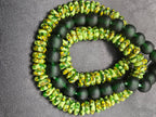 Lime Green Hand-Painted Krobo Rondelle Glass Beads & Emerald Green Pocket Glass Beads | Handmade in Ghana