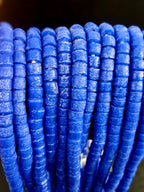 Electric Cobalt Small Cube Tube Krobo Powdered Glass Beads | Ghana Recycled Glass | 77–78 Beads