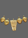 Ashanti Brass Mask Pendant Set – 5 Handcrafted Ghanaian Heritage Masks