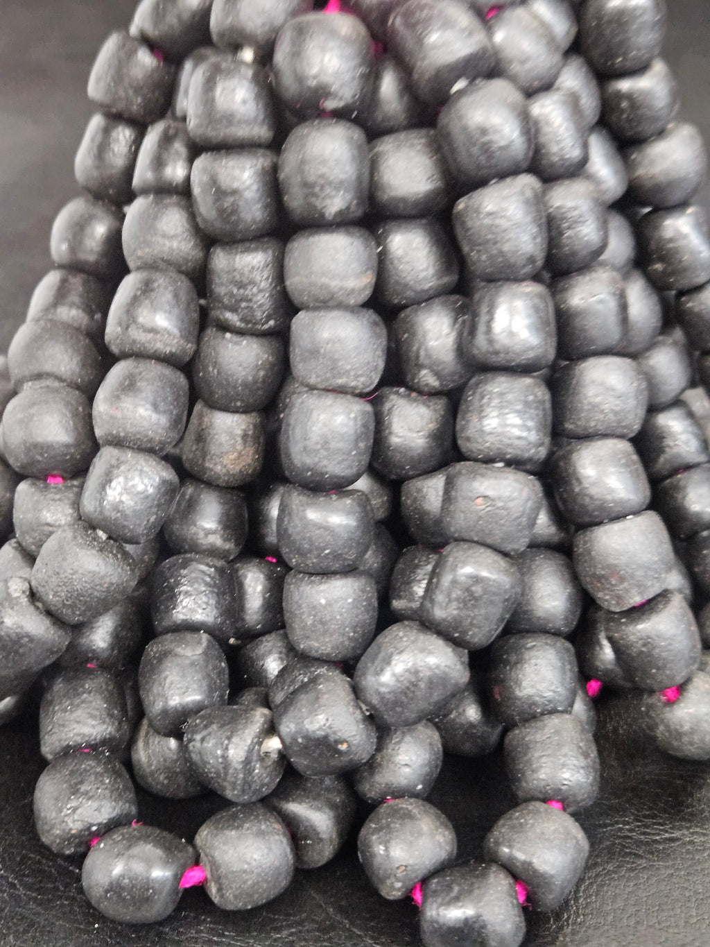 Matte Black Krobo Recycled Glass Beads | Handmade Glass Beads from Ghana