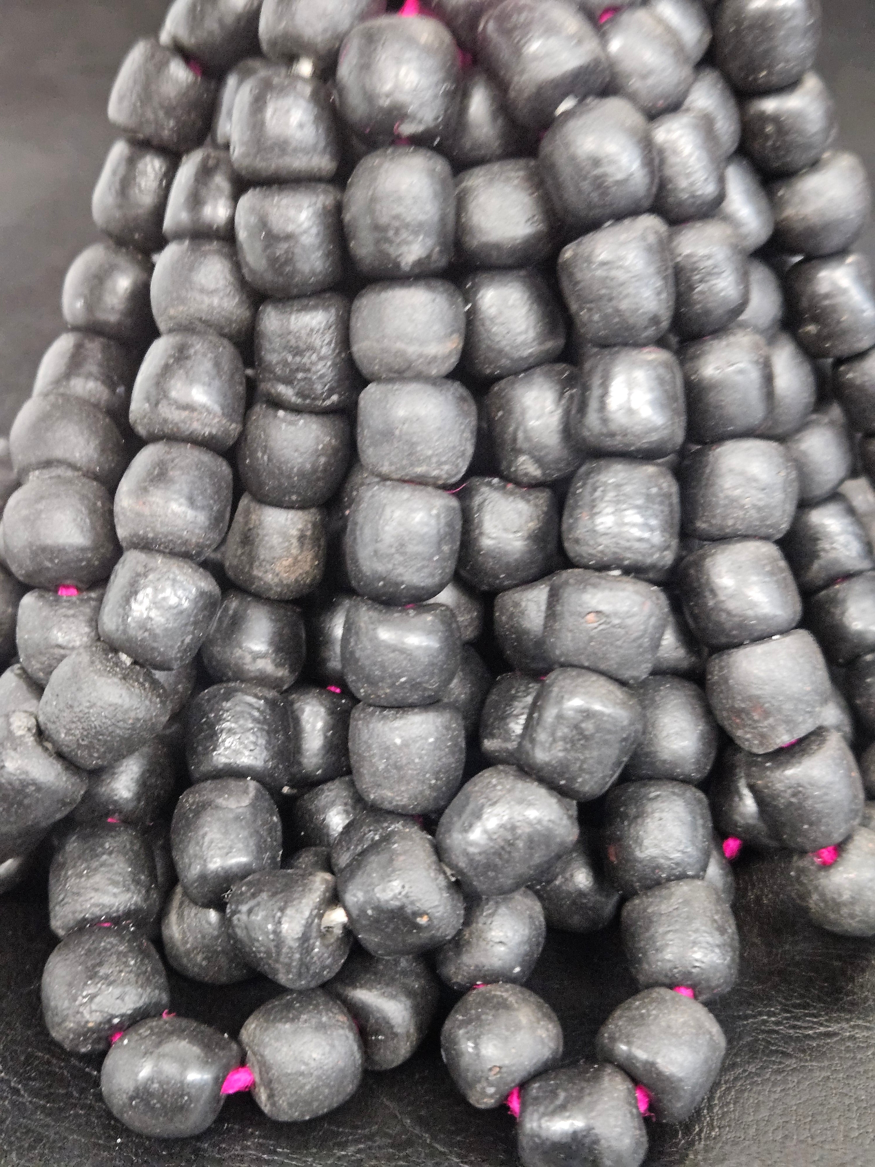 Matte Black Krobo Recycled Glass Beads | Handmade Glass Beads from Ghana