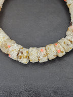 Ivory Confetti Krobo Sugar Glass Rondelle Beads | Handcrafted Recycled Glass Beads from Ghana | Approx. 32 Beads Per Strand