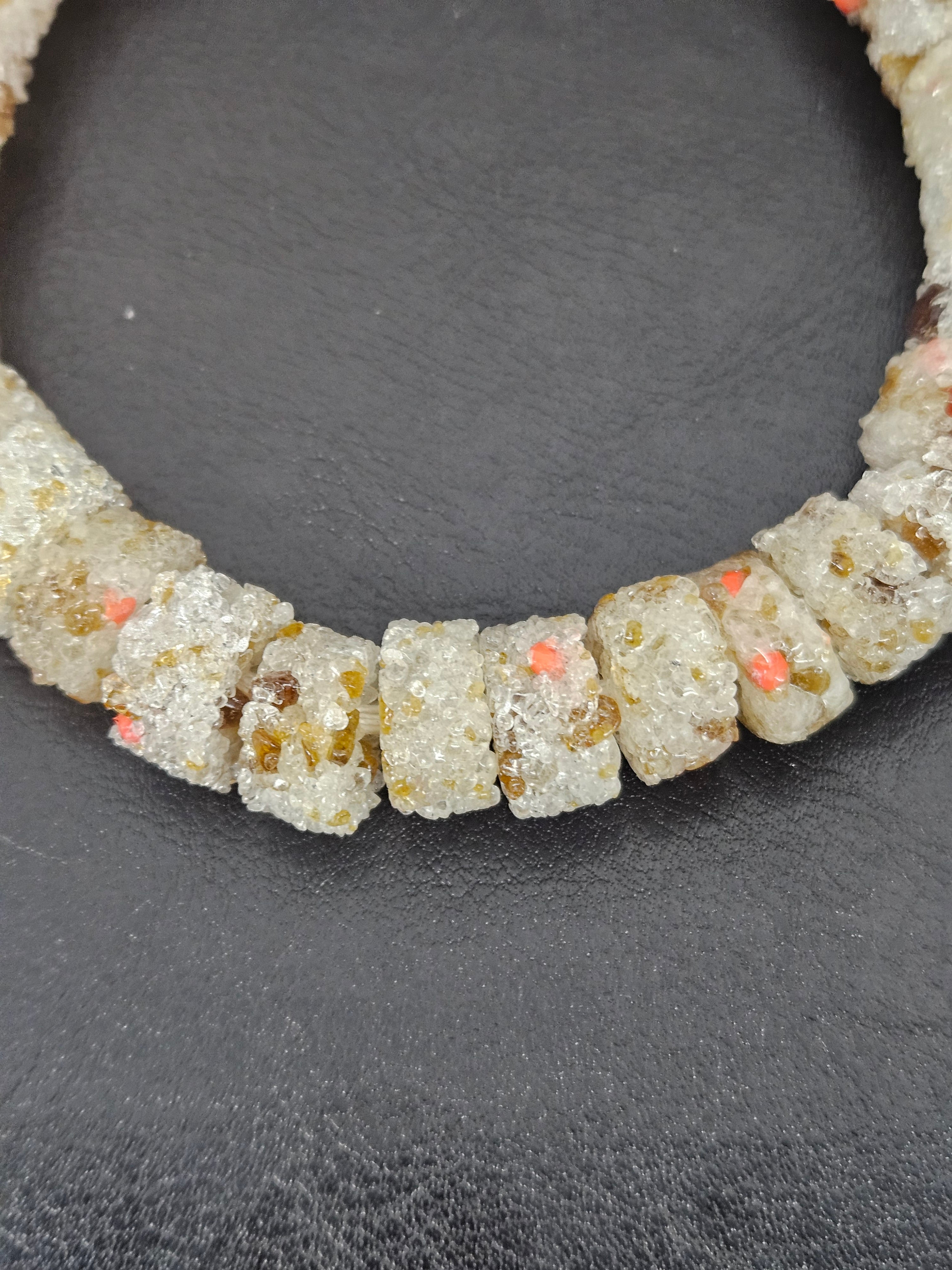 Ivory Confetti Krobo Sugar Glass Rondelle Beads | Handcrafted Recycled Glass Beads from Ghana | Approx. 32 Beads Per Strand