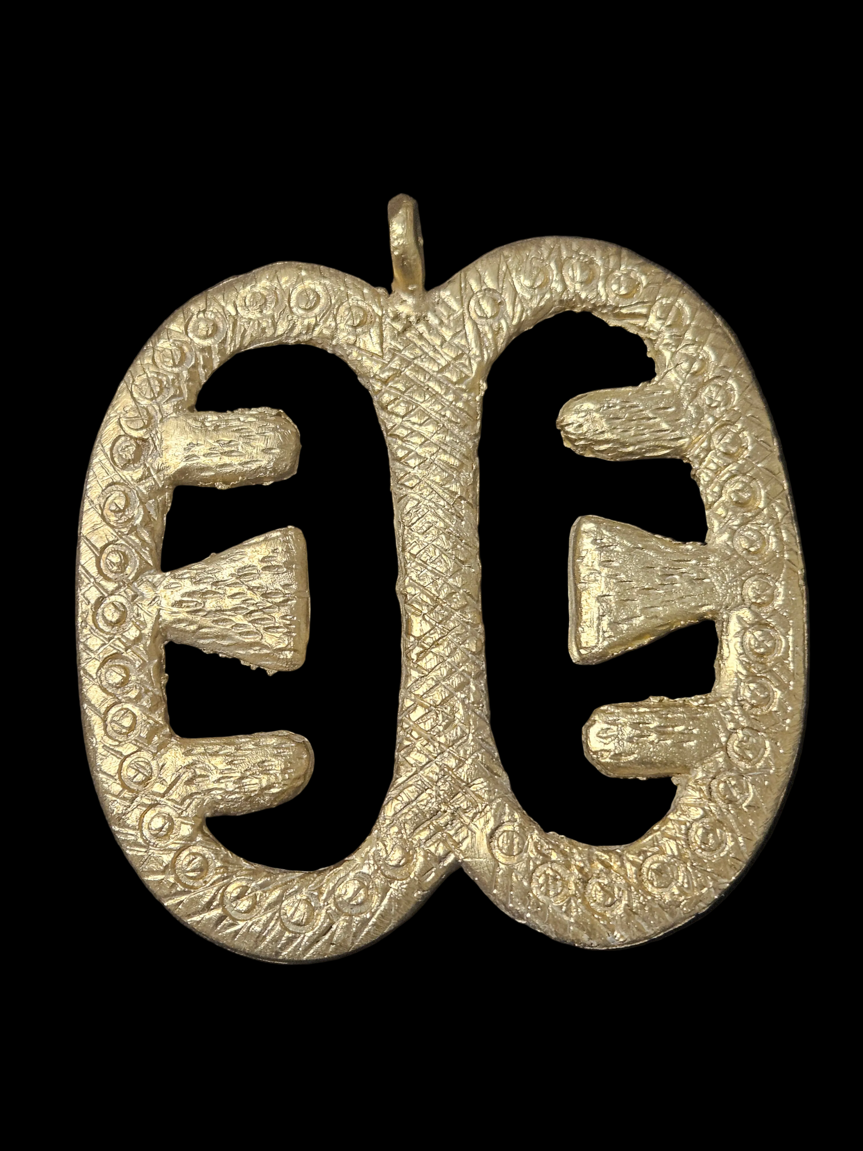 Large Handcrafted Ese Ne Tekrema African Brass Pendant | Authentic Ghana Adinkra Symbol