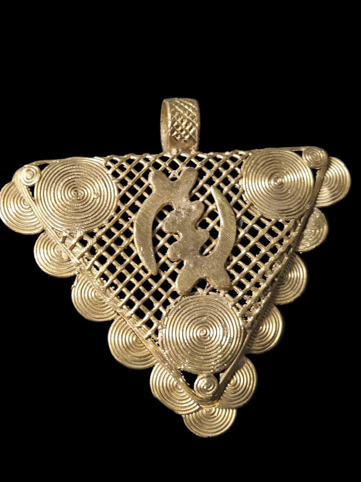Oversized Gye Nyame Brass Statement Pendant – Ghanaian Adinkra Design