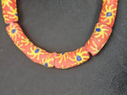 Painted Krobo Glass Tube Beads | Coral Orange Recycled Glass Tube Beads | Handmade in Ghana | 13–14×26–30mm