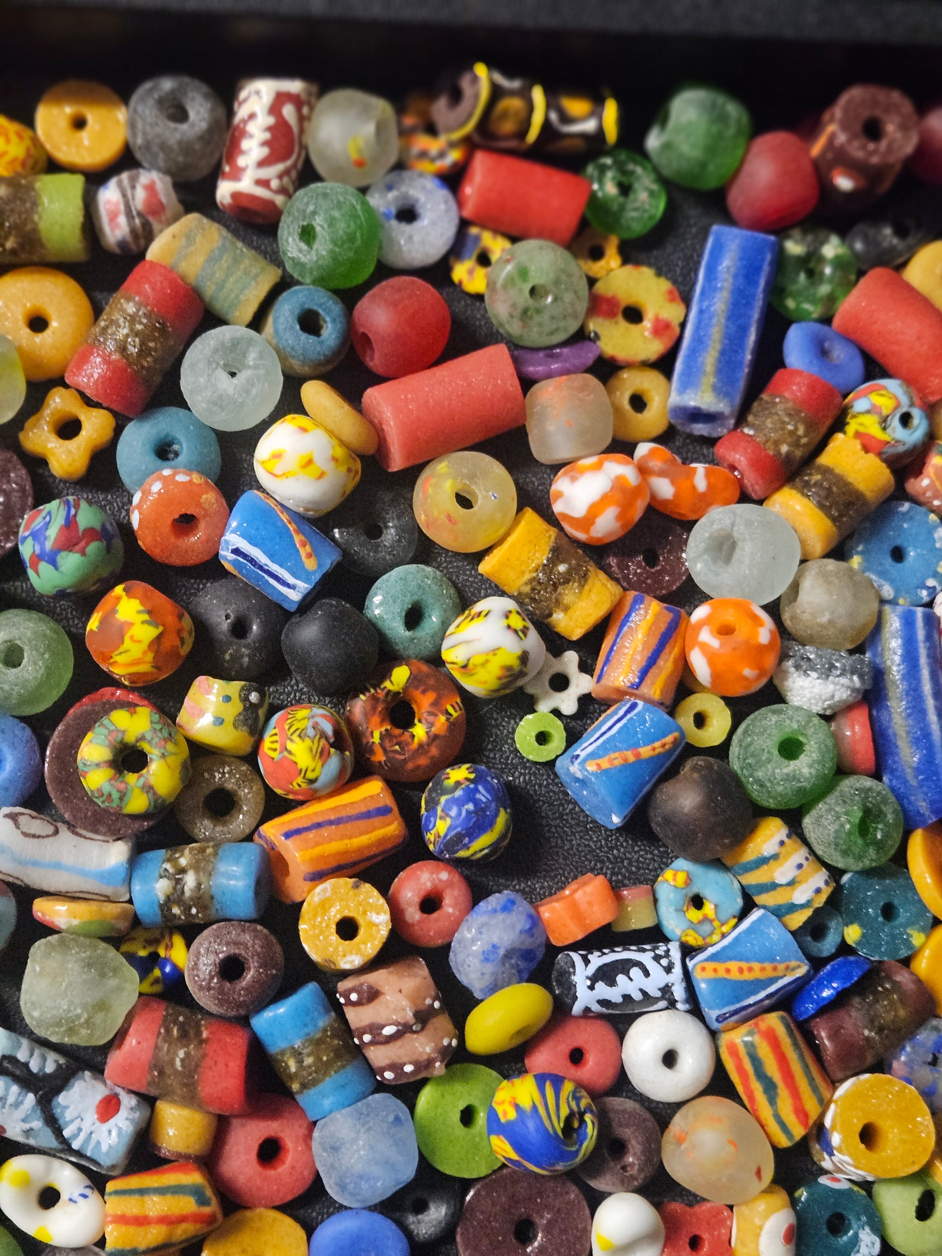 Ghana Glass Bead Treasure Mix – Assorted African Krobo Beads, 1 Cup