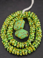Green African Rondelle Beads Bundle – Krobo Glass + Bicone Focals