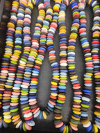 African Saucer Glass Beads Mix – Multicolor Recycled Glass Beads | Handcrafted Ghanaian Glass Bead Strand