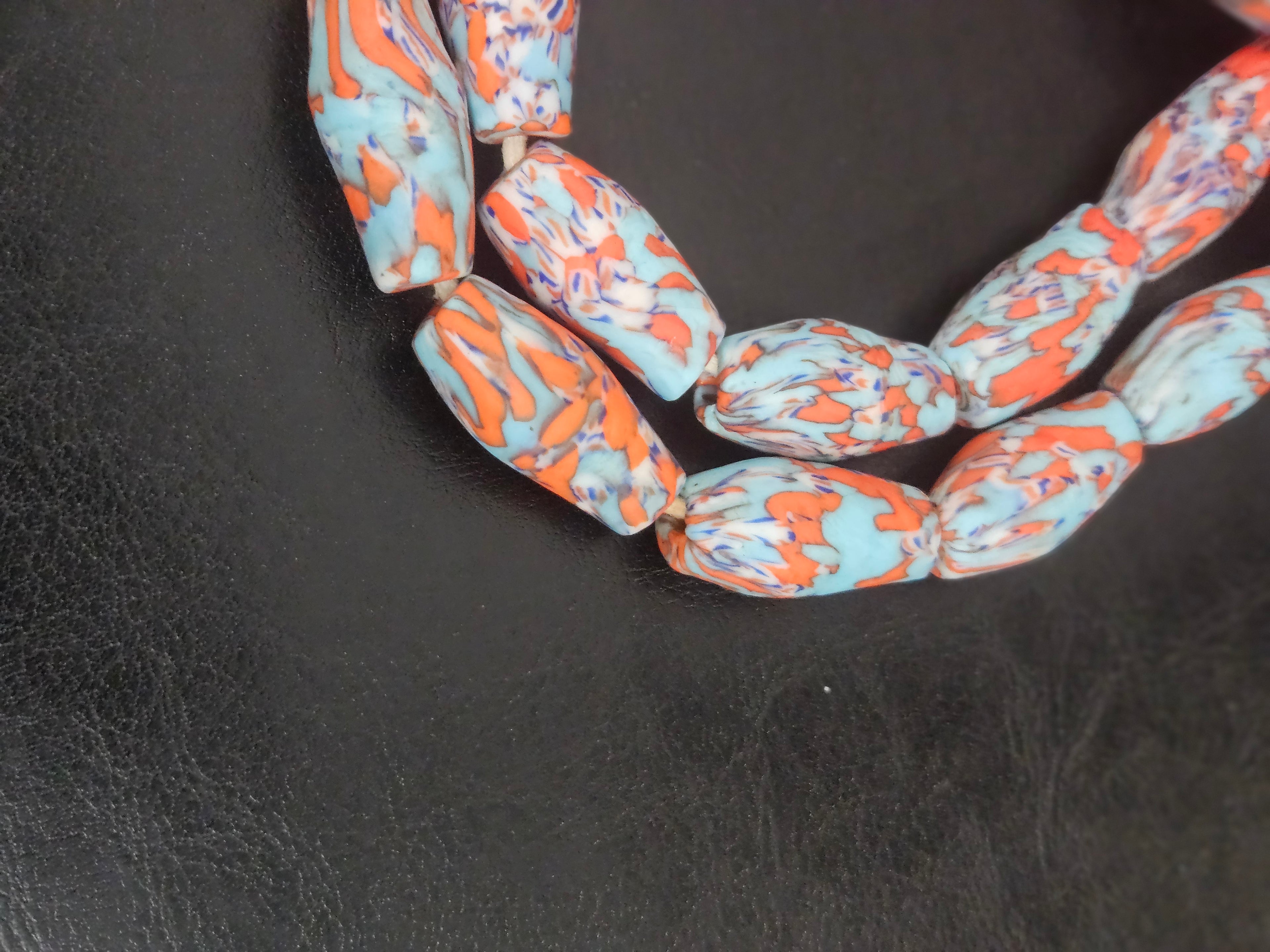 XL Coastal Fusion Krobo Recycled Glass Beads | Handmade African Statement Beads from Ghana