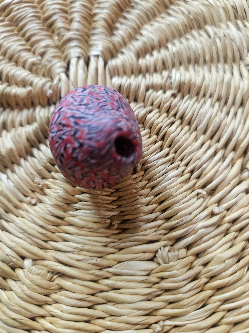 24mm Fused Krobo Glass Focal Bead – Handcrafted Ghana Trade Bead