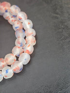 Authentic Red White Blue Krobo Recycled Glass Beads | Handmade Translucent Ghana Beads 12–14mm
