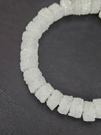 White Krobo Sugar Glass Short Tube Beads | Handcrafted Recycled Glass Beads from Ghana | Approx. 32 Beads Per Strand