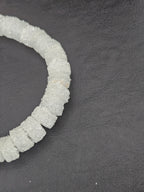 White Krobo Sugar Glass Short Tube Beads | Handcrafted Recycled Glass Beads from Ghana | Approx. 32 Beads Per Strand