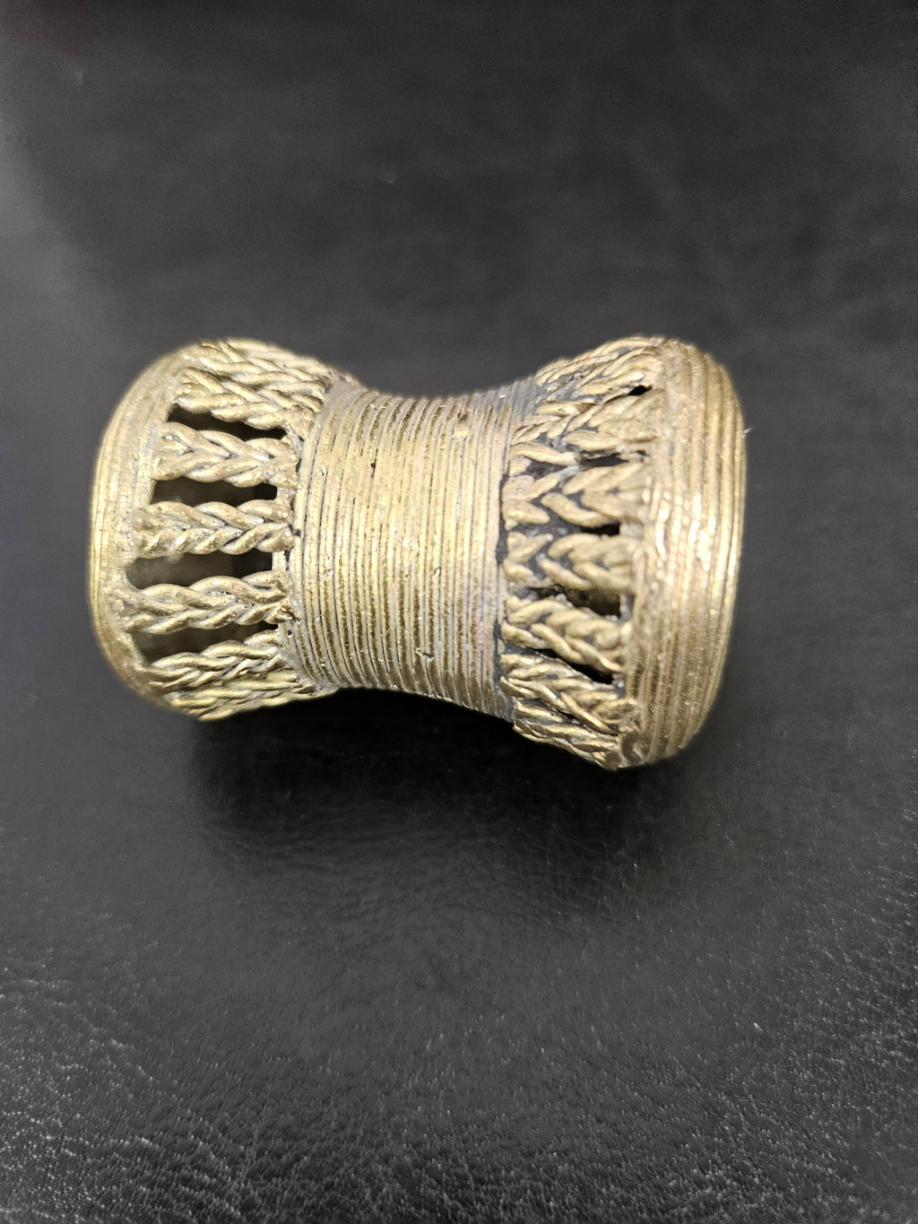 Oversized Ashanti Brass Talking Drum Bead | Ghana Statement Bead