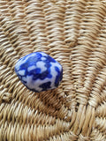 24mm Blue Painted Krobo Focal Bead | Handmade Recycled Glass Ghana