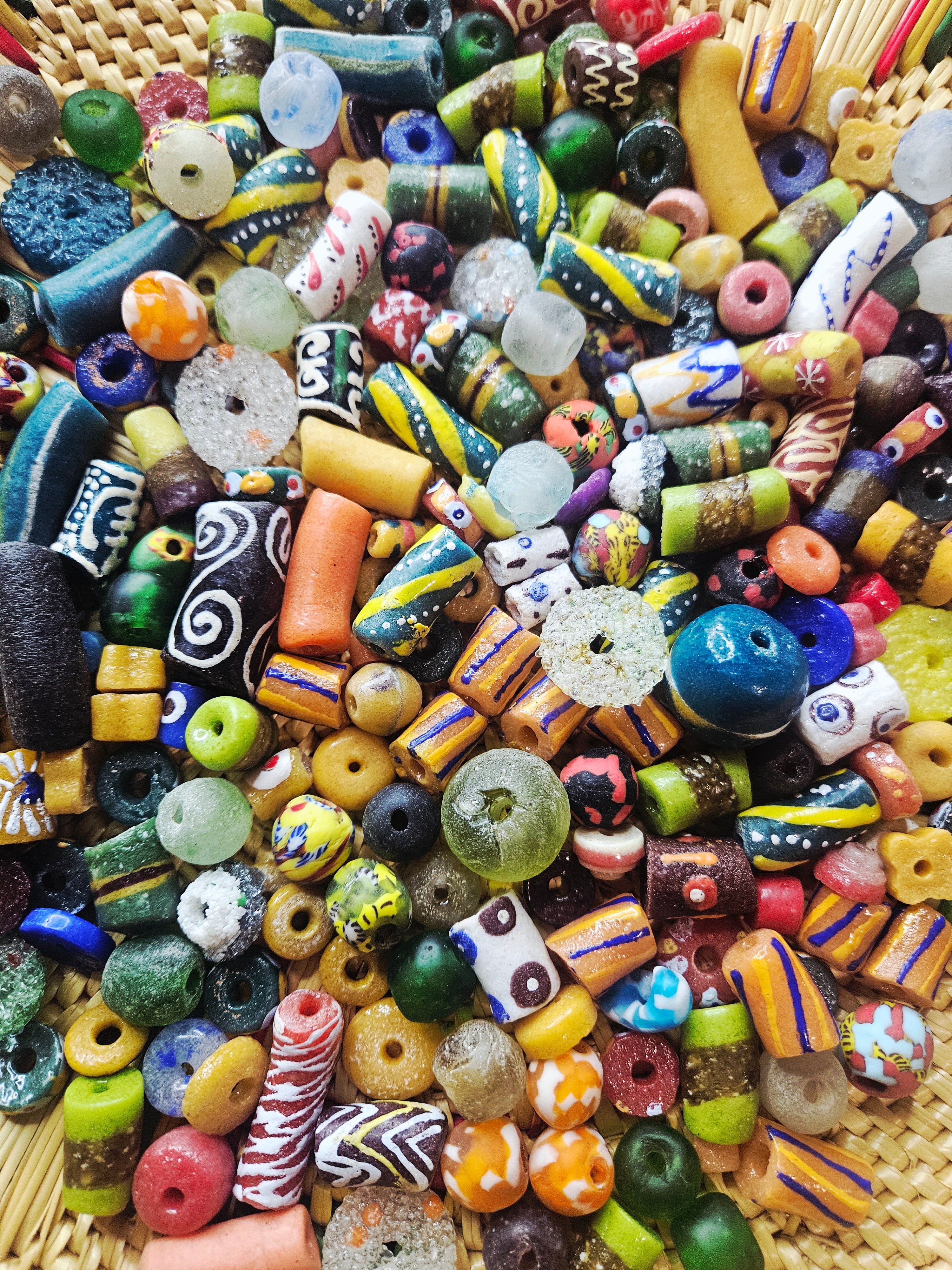 300+ Assorted Krobo Recycled Glass Beads Mix from Ghana