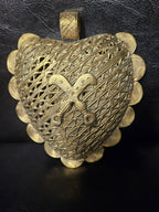 Large Akofena Ghana Brass Statement Pendant – Woven Geometric Focal