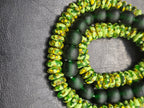 Lime Green Hand-Painted Krobo Rondelle Glass Beads & Emerald Green Pocket Glass Beads | Handmade in Ghana