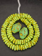 Green African Glass Beads Bundle – Krobo Rondelles + Bicone Focals