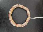 African Glass Beads – Painted Krobo Long Tubes, Gray & Coral Krobo Beads