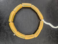 African Glass Beads – Painted Krobo Long Tubes, Mustard & Green Handmade Beads