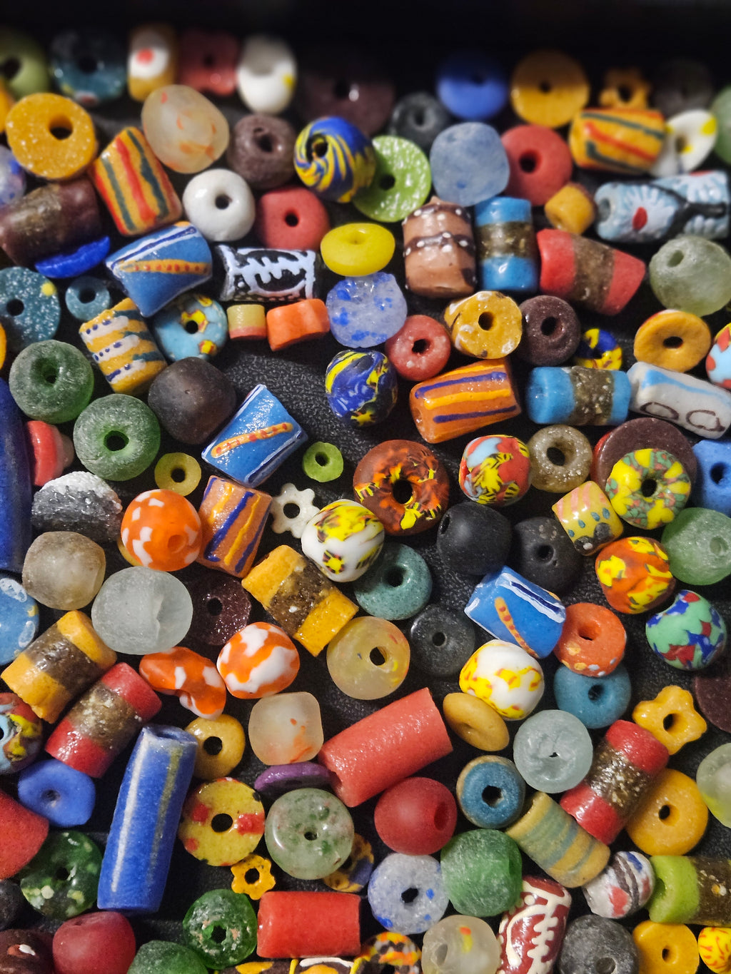 Ghana Glass Bead Treasure Mix – Assorted African Krobo Beads, 1 Cup