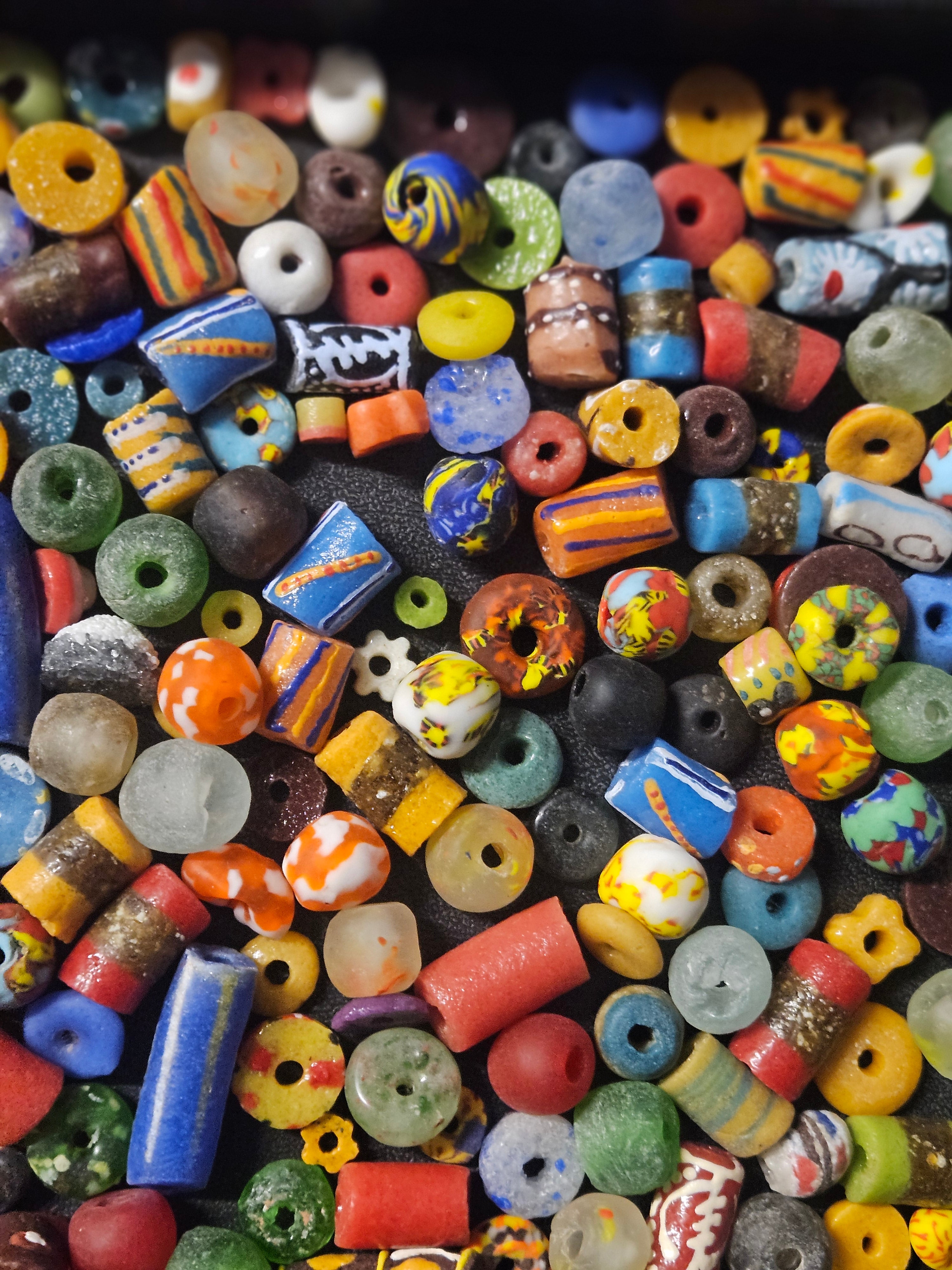 Ghana Glass Bead Treasure Mix – Assorted African Krobo Beads, 1 Cup