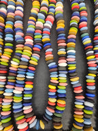 African Saucer Glass Beads Mix – Multicolor Recycled Glass Beads | Handcrafted Ghanaian Glass Bead Strand