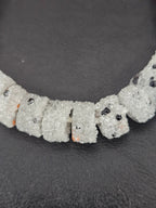 White Confetti Krobo Sugar Glass Short Tube Beads | Handcrafted Recycled Glass Beads from Ghana | Approx. 32 Beads Per Strand