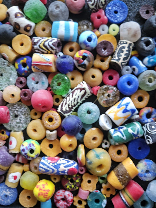 African Beads Soup Mix – One Cup (~160 Assorted Krobo Recycled Glass Beads)