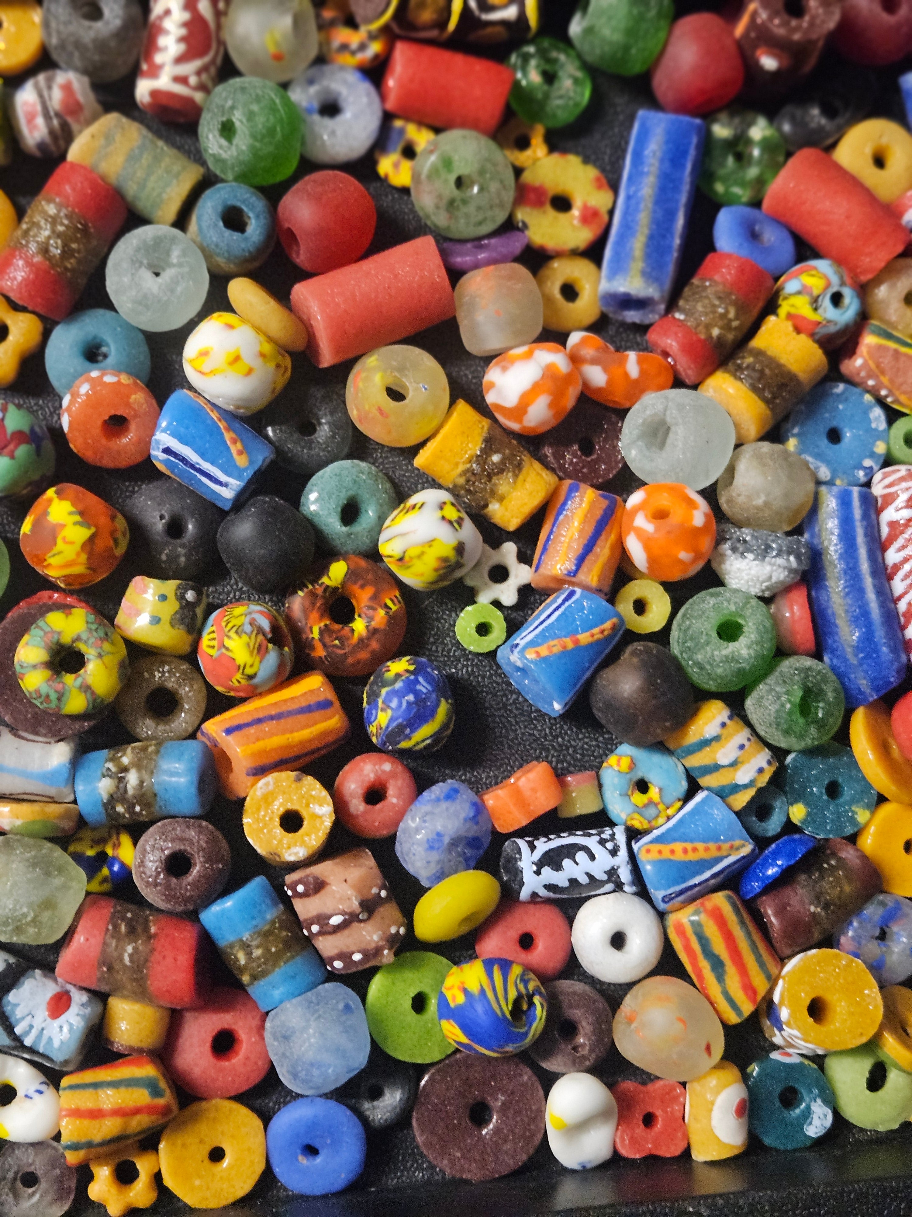 Ghana Glass Bead Treasure Mix – Assorted African Krobo Beads, 1 Cup