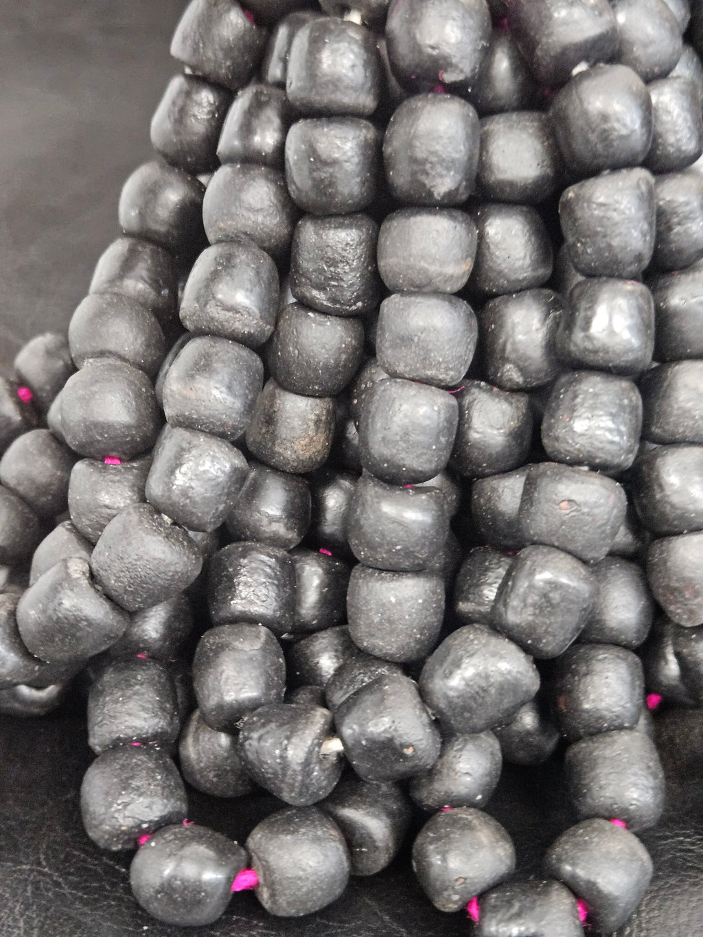 Matte Black Krobo Recycled Glass Beads | Handmade Glass Beads from Ghana