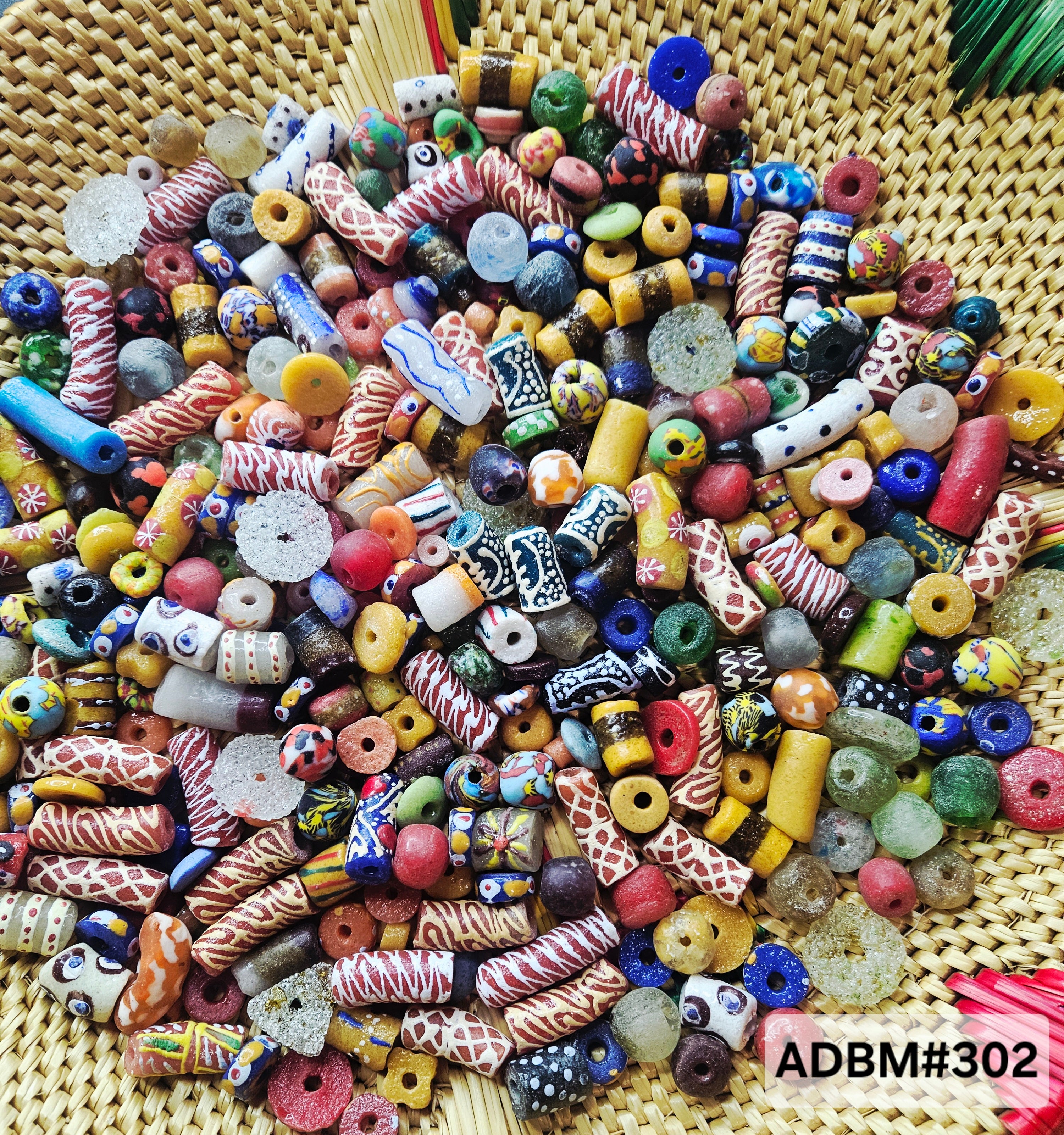 300+ Assorted Krobo Recycled Glass Beads Mix – Handmade African Trade Beads