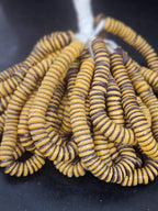 Handmade Golden Ochre & Brown Krobo Glass Spacer Beads, African Recycled Glass Beads, Ghana Jewelry Making Supplies